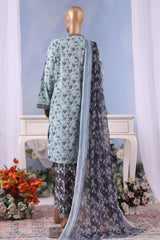 Bin Saeed Stitched 3 Piece Exclusive Printed Cotton Vol-04 Suit-WC-2493-Ferozi