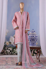 Bin Saeed Stitched 3 Piece Exclusive Printed Cotton Vol-04 Suit-WC-2494-Pink