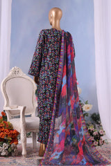Bin Saeed Stitched 3 Piece Exclusive Printed Cotton Vol-04 Suit-WC-2495-Black