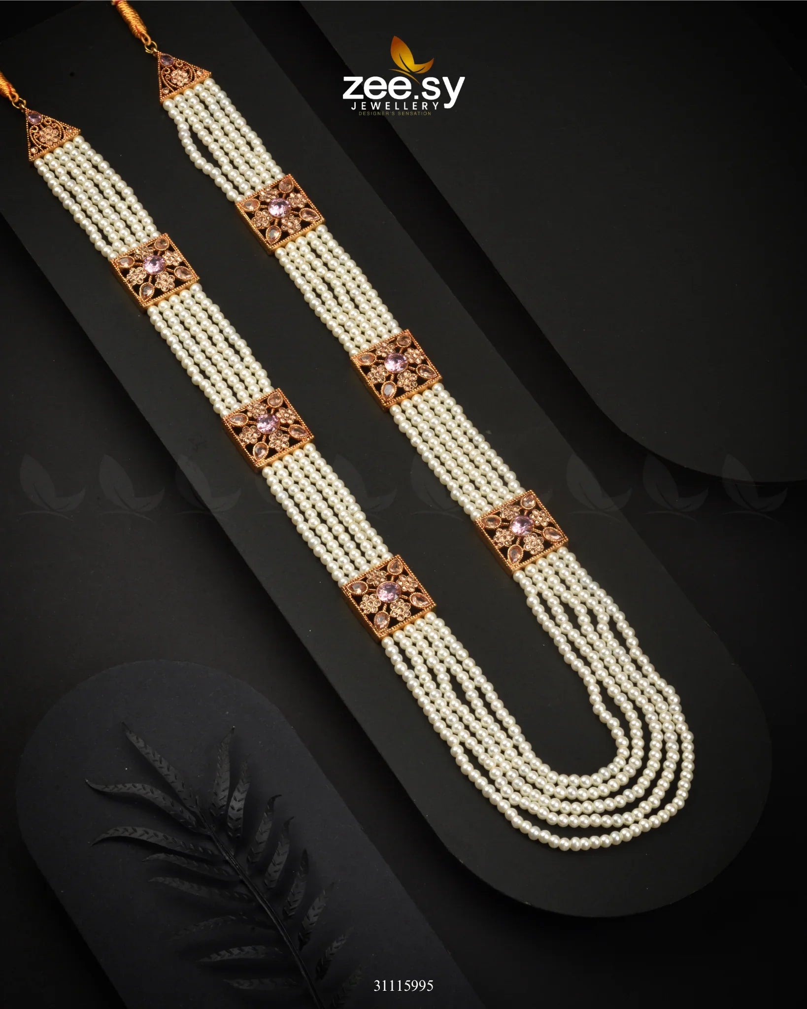 Heritage Malla Regal Necklace Golden Pink - Zeesy Jewellery