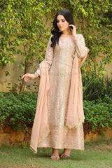 Manahils Stitched Formals Kurti 122-Divine- Peach