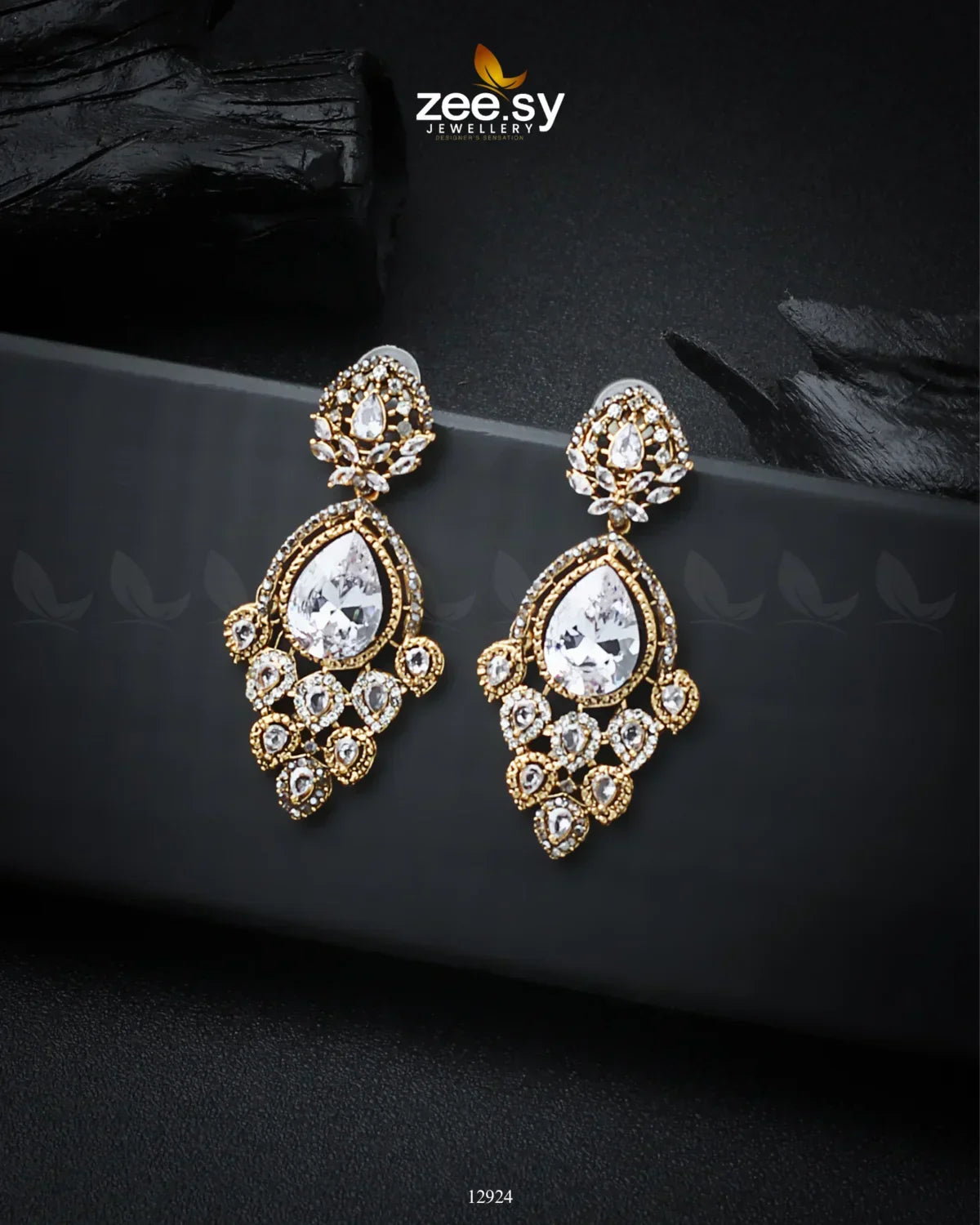 Hibiscus Earrings Golden White - Zeesy Jewellery