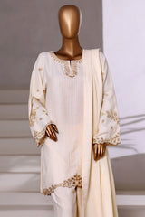 Vybe By Sada Bahar Sititched Co-Ords With Dhanak Shawl Suit-MED-251-Cream