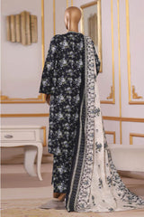 Bin Saeed Stitched 3 Piece Exclusive Printed Khaddar Vol-09 Suit-WK-2514-Black