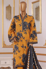 Bin Saeed Stitched 3 Piece Exclusive Printed Khaddar Vol-09 Suit-WK-2517-Mustard