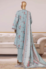 Bin Saeed Stitched 3 Piece Exclusive Printed Khaddar Vol-09 Suit-WK-2519-Ferozi
