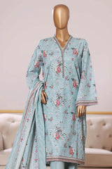 Bin Saeed Stitched 3 Piece Exclusive Printed Khaddar Vol-09 Suit-WK-2519-Ferozi