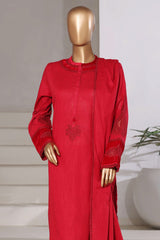 Sada Bahar Stitched 3 Piece Premium Cross Texture With Velvet Suit-PWV-251-Red