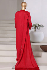 Sada Bahar Stitched 3 Piece Premium Cross Texture With Velvet Suit-PWV-251-Red