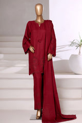 Vybe By Sada Bahar Sititched Co-Ords With Dhanak Shawl Collection'2025-MED-252-Maroon