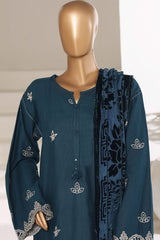 Sada Bahar Stitched 3 Piece Luxury Khaddar Karandi With Palachi Shawl Suit-MEK-252-Teal