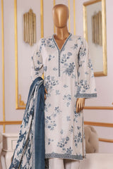 Bin Saeed Stitched 3 Piece Exclusive Printed Khaddar Vol-09 Suit-WK-2521-Off White