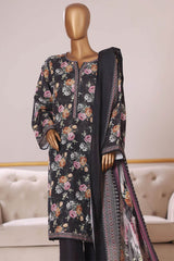 Bin Saeed Stitched 3 Piece Exclusive Printed Khaddar Vol-09 Suit-WK-2522-Black