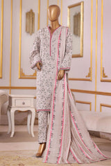Bin Saeed Stitched 3 Piece Exclusive Printed Khaddar Vol-09 Collection'2025-WK-2524-Off White