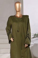 Sada Bahar Stitched 3 Piece Premium Cross Texture With Velvet Suit-PWV-252-Mehndi