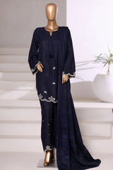 Vybe By Sada Bahar Sititched Co-Ords With Dhanak Shawl Suit-MED-253-Blue
