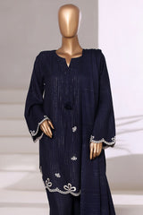 Vybe By Sada Bahar Sititched Co-Ords With Dhanak Shawl Suit-MED-253-Blue