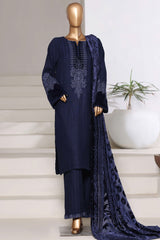 Sada Bahar Stitched 3 Piece Luxury Dhanak With Palachi Shawl Collection'2025-MEP-253-Blue