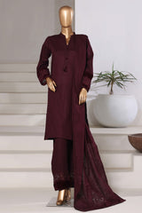Sada Bahar Stitched 3 Piece Premium Cross Texture With Velvet Suit-PWV-253-Falsa