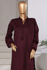 Sada Bahar Stitched 3 Piece Premium Cross Texture With Velvet Suit-PWV-253-Falsa
