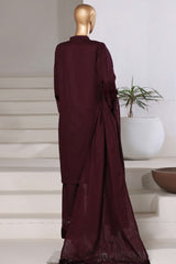 Sada Bahar Stitched 3 Piece Premium Cross Texture With Velvet Suit-PWV-253-Falsa