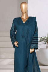 Sada Bahar Stitched 3 Piece Premium Cross Texture With Velvet Suit-PWV-254-Sea Green