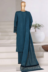 Sada Bahar Stitched 3 Piece Premium Cross Texture With Velvet Suit-PWV-254-Sea Green