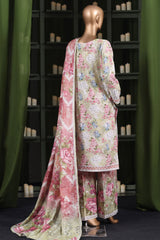 Hz Stitched 3 Piece Digital Printed Khaddar Vol-03 Suit-KPT-2571-Peach