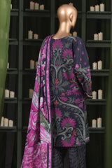 Hz Stitched 3 Piece Digital Printed Khaddar Vol-03 Collection'2025-KPT-2574-Black