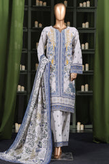 Hz Stitched 3 Piece Digital Printed Khaddar Vol-03 Collection'2025-KPT-2575-White
