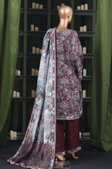 Hz Stitched 3 Piece Digital Printed Khaddar Vol-03 Suit-KPT-2576-Maroon