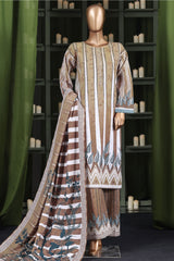 Hz Stitched 3 Piece Digital Printed Khaddar Vol-03 Suit-KPT-2578-Skin