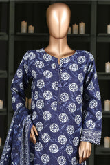 Hz Stitched 3 Piece Digital Printed Khaddar Vol-03 Collection'2025-KPT-2581-Blue