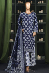 Hz Stitched 3 Piece Digital Printed Khaddar Vol-03 Collection'2025-KPT-2581-Blue
