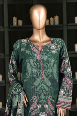 Hz Stitched 3 Piece Digital Printed Khaddar Vol-03 Suit-KPT-2582-Green