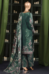 Hz Stitched 3 Piece Digital Printed Khaddar Vol-03 Suit-KPT-2582-Green