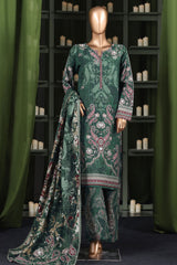 Hz Stitched 3 Piece Digital Printed Khaddar Vol-03 Suit-KPT-2582-Green