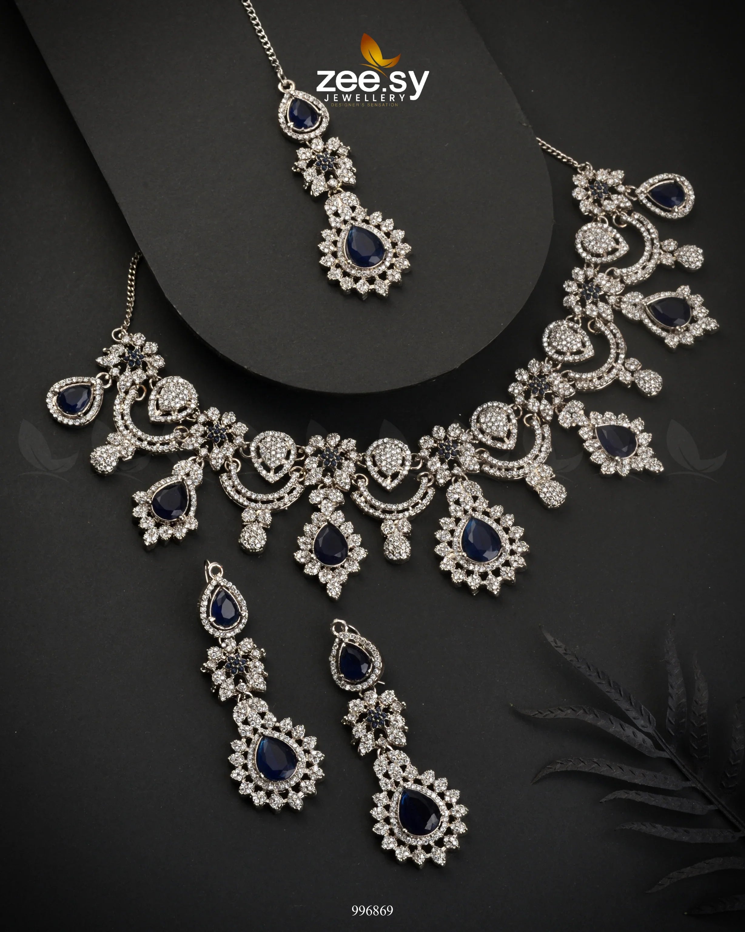 Chrysanthemum Necklace Blue - Zeesy Jewellery