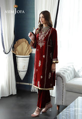 Asim Jofa Velvet Pret 24  Ajvg-02 Embroidered Velvet Stitched 2Pc