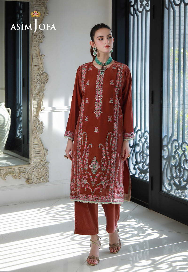 Asim Jofa Velvet Pret 24 Ajvg-04 Embroidered Velvet Stitched 2Pc