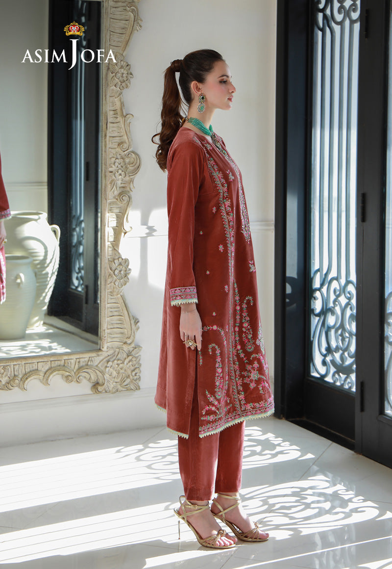 Asim Jofa Velvet Pret 24 Ajvg-04 Embroidered Velvet Stitched 2Pc
