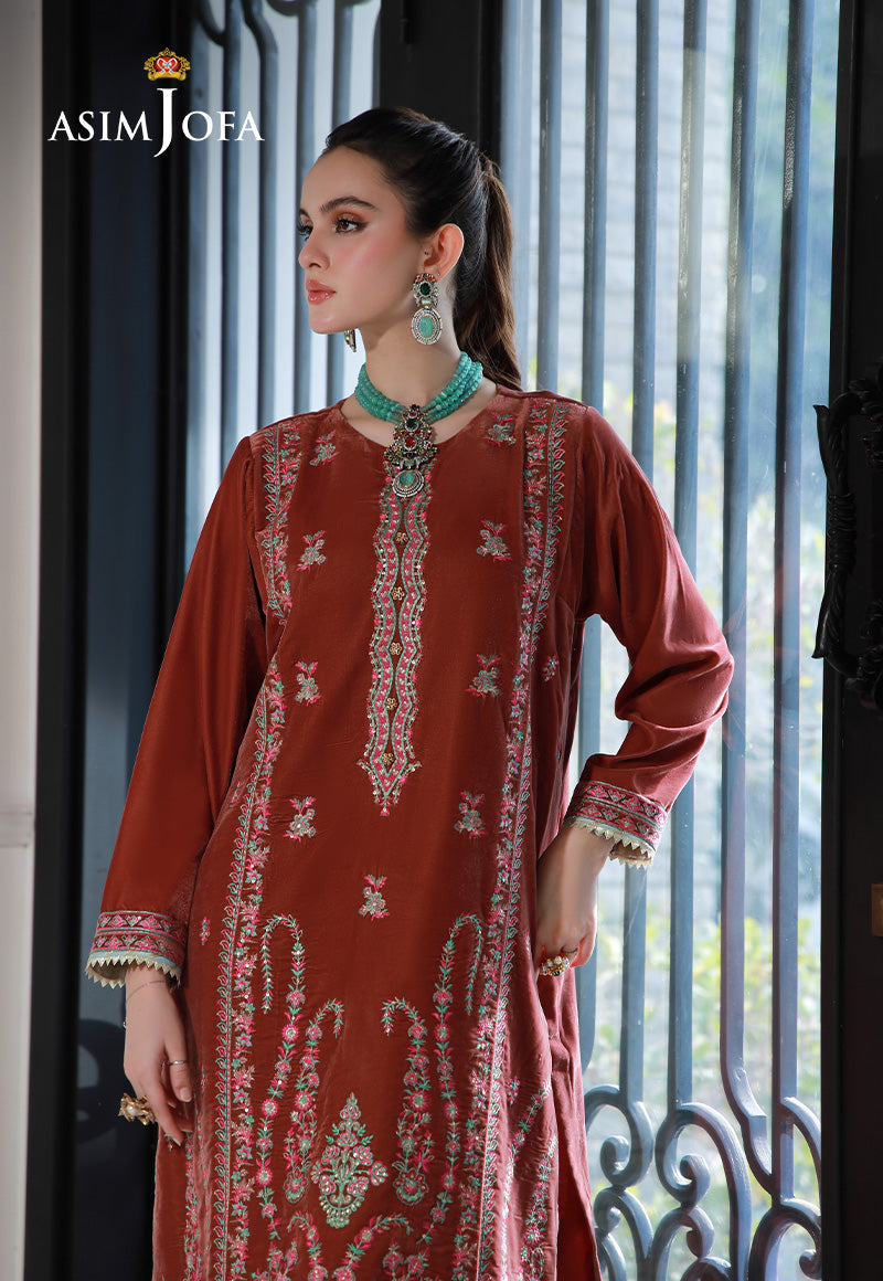Asim Jofa Velvet Pret 24 Ajvg-04 Embroidered Velvet Stitched 2Pc