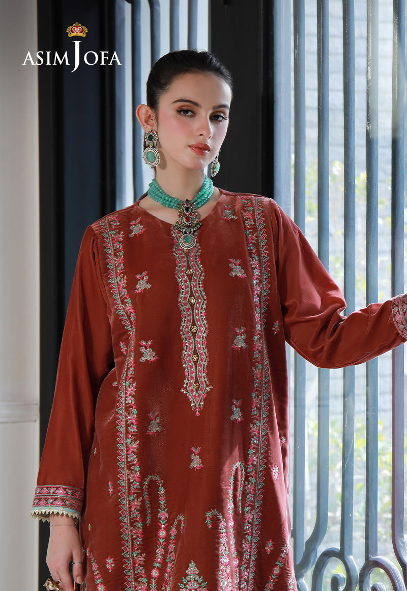 Asim Jofa Velvet Pret 24 Ajvg-04 Embroidered Velvet Stitched 2Pc