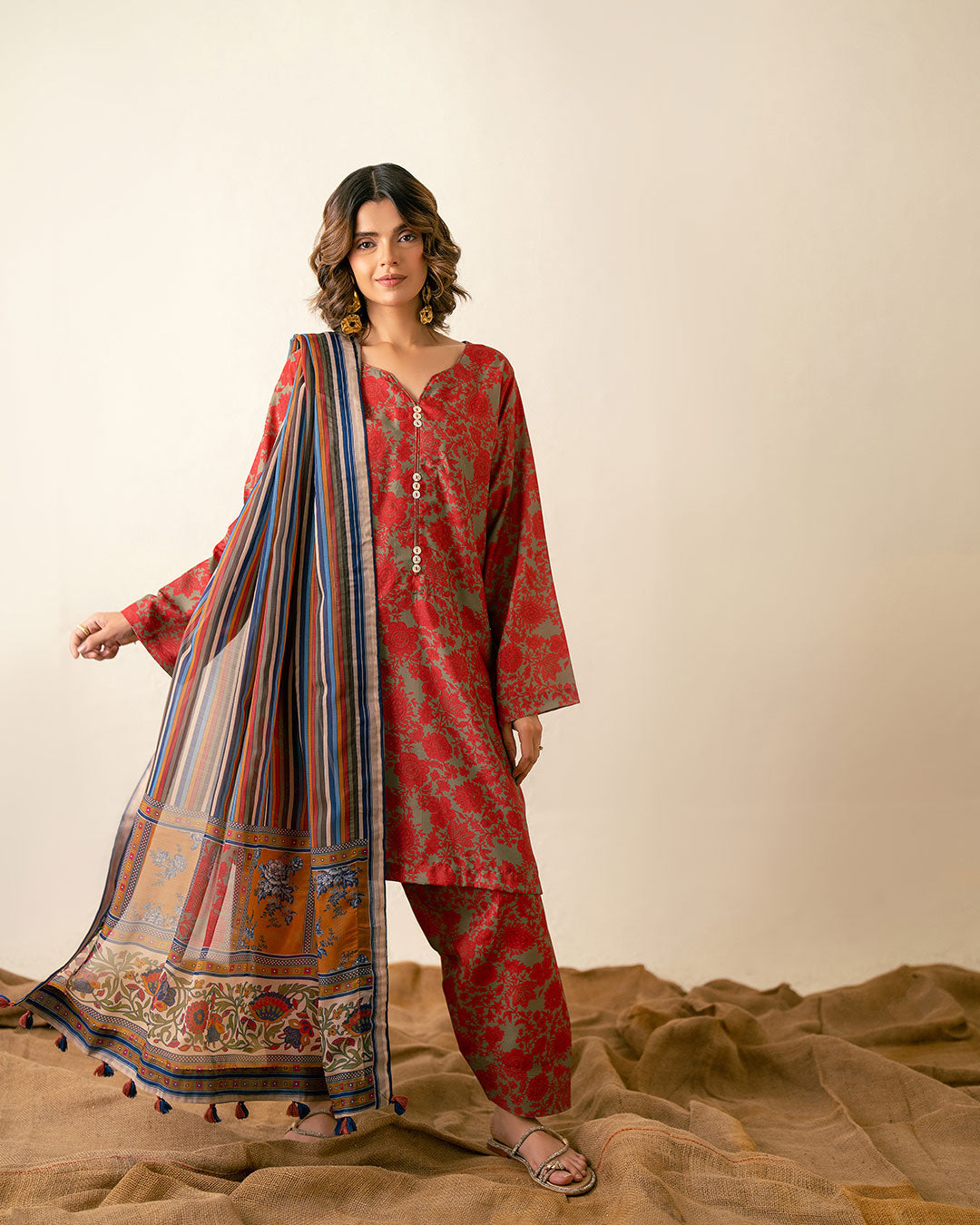 Ayla Studio Striped Allore-Dupatta