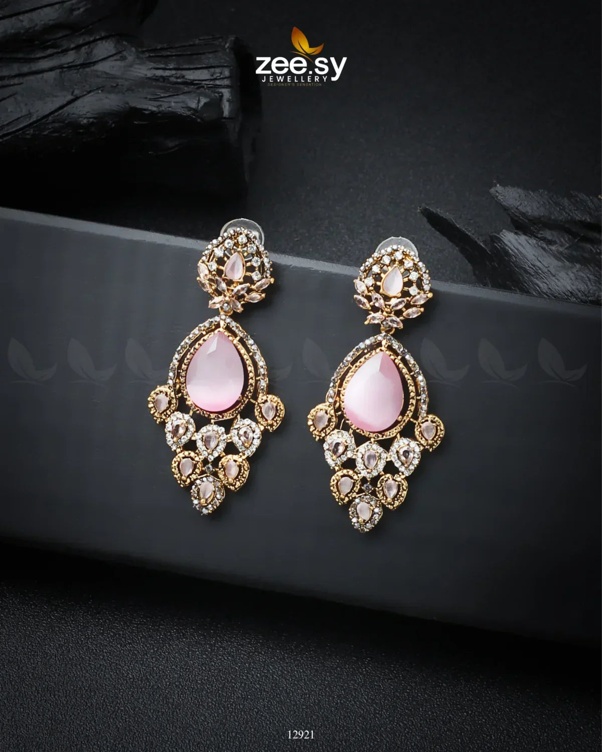 Hibiscus Earrings Golden Pink - Zeesy Jewellery