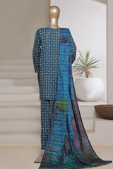 Sada Bahar Stitched 3 Piece Printed Cotton With Farshi Shalwar Vol-02 Suit-FS-272-Blue