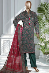 Bin Saeed Stitched 3 Piece Exclusive Printed Lawn Vol-02 Suit-LSM-2730 GREEN
