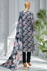 Bin Saeed Stitched 3 Piece Exclusive Printed Lawn Vol-02 Suit-LSM-2731 BLACK