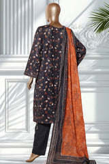 Bin Saeed Stitched 3 Piece Exclusive Printed Lawn Vol-02 Suit-LSM-2736 BLACK