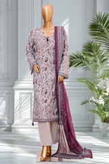 Bin Saeed Stitched 3 Piece Exclusive Printed Lawn Vol-02 Suit-LSM-2737 GRAY